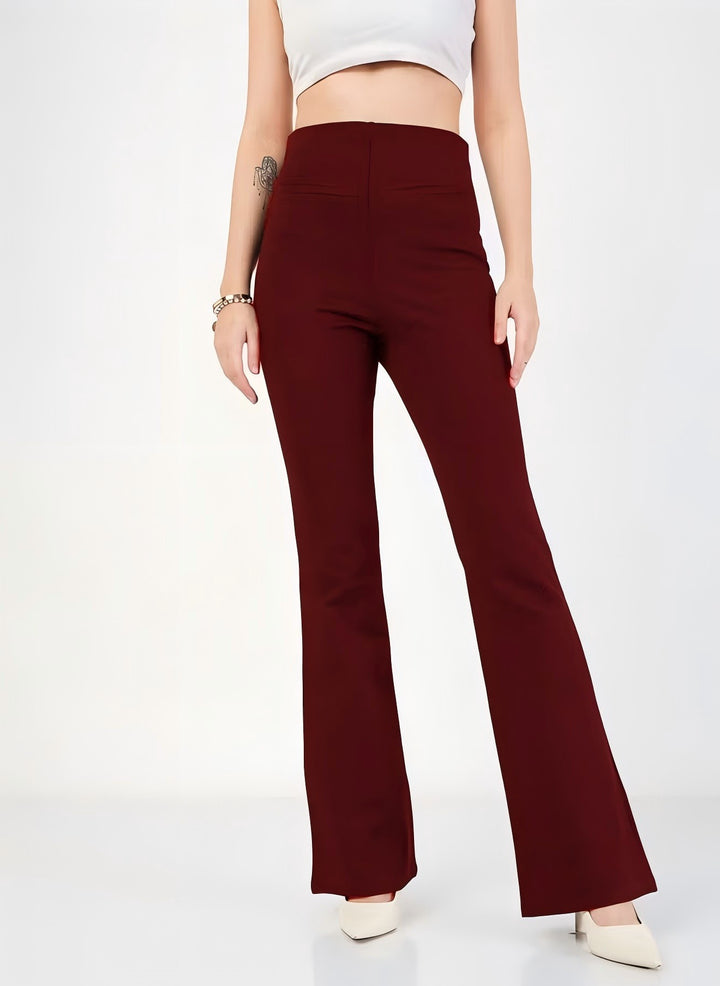 Damen Flared Pants mit hohem Bund und elastischem Material Drune