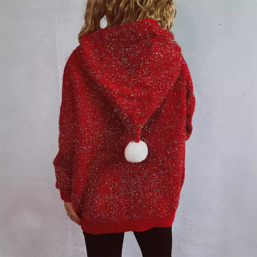 Damen festlicher Hoodie mit weihnachtlichem Motiv und 3D-Applikationen Drune