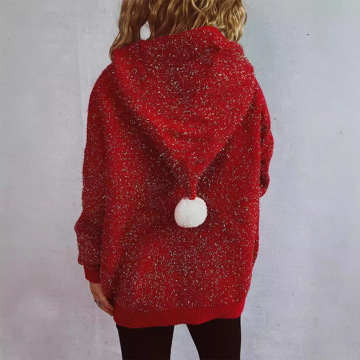 Damen festlicher Hoodie mit weihnachtlichem Motiv und 3D-Applikationen Drune