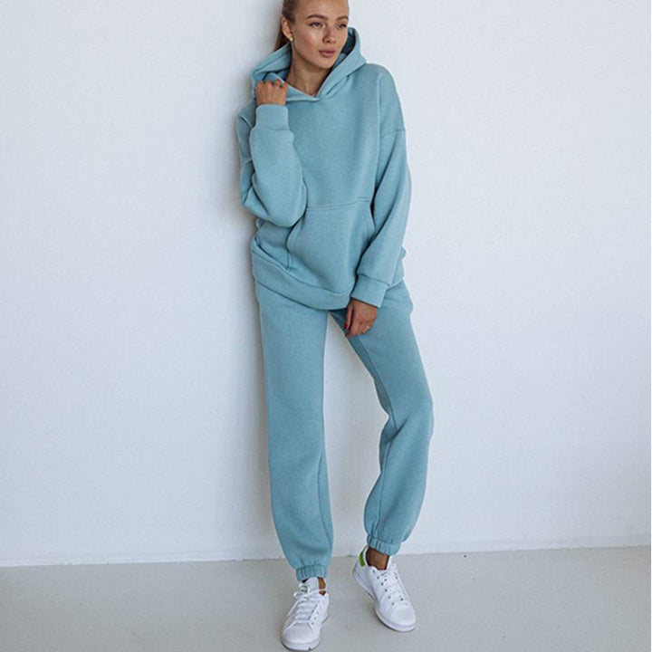 Damen sportliches Fleece-Set mit hohem Kragen Drune