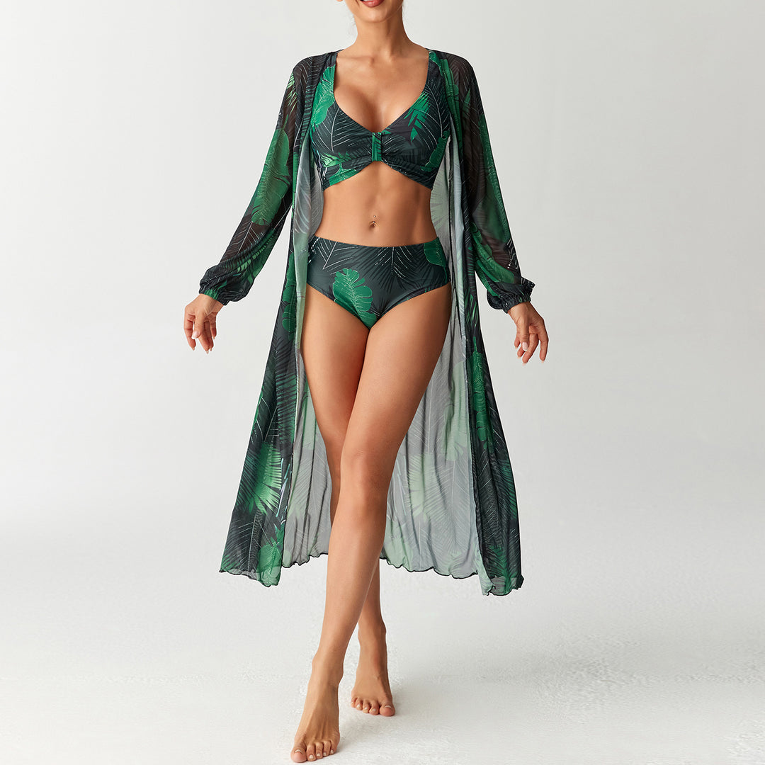 Damen Transparentes Strandkleid mit floralem Muster Drune