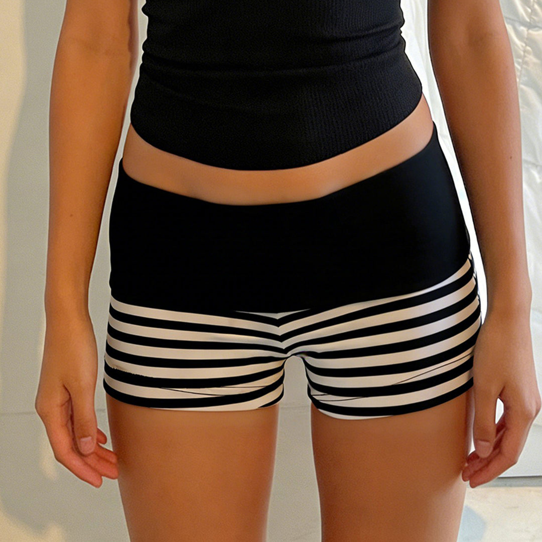 Damen Sportliche Shorts mit breitem elastischem Bund und modernem Streifenmuster Drune