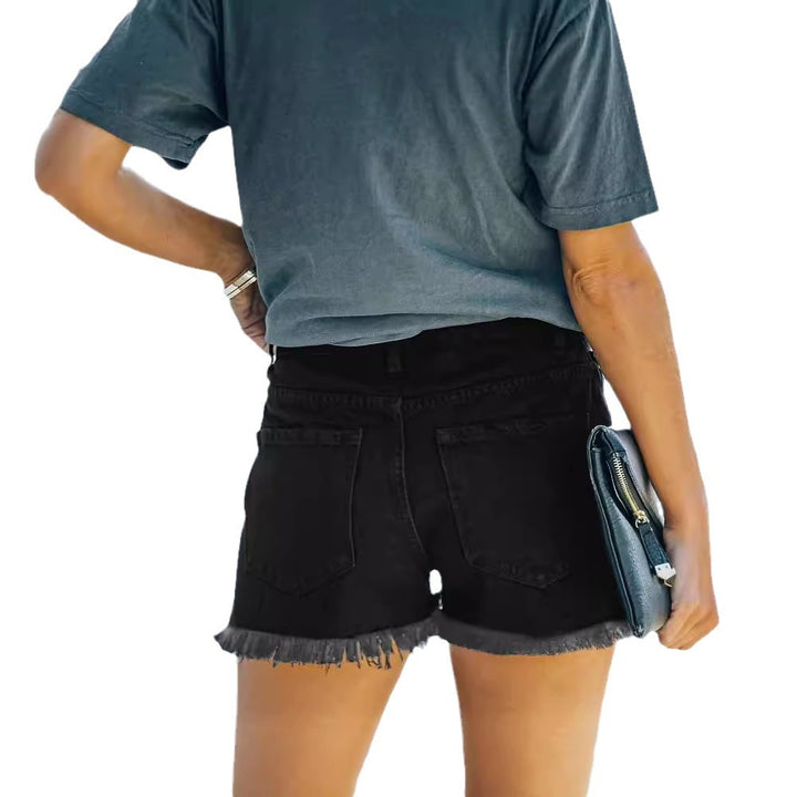 Damen Destroyed Denim-Shorts mit kreativen Patch-Details Drune