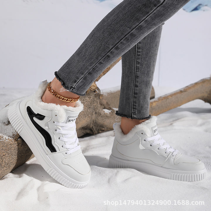 Damen Hochschnitt Sneakers mit warmem Fleecefutter und rutschfester Sohle Drune