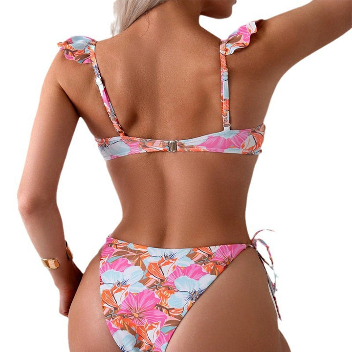 Damen Bikini-Set mit voluminösen Rüschendetails und zeitlosem floralem Muster Drune
