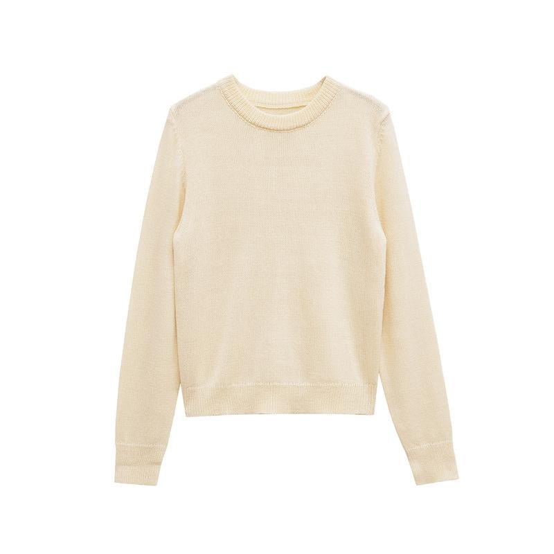 Damen gemütlicher Rundhals-Pullover aus hochwertiger Baumwolle Drune