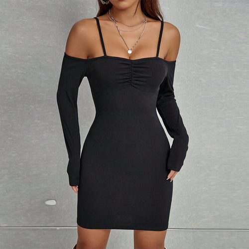 Damen Minikleid mit Off-Shoulder-Design und elegantem Rüschendetail Drune