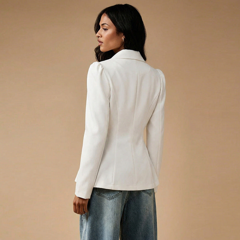 Damen eleganter Tailored Blazer mit puffärmeligen Details Drune