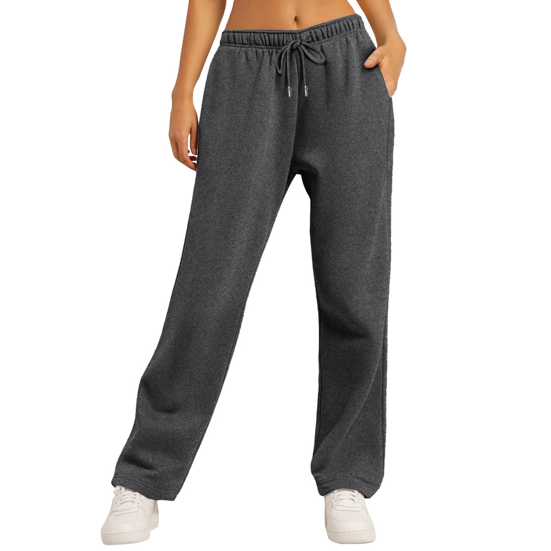 Damen nan weite High‑Waist Loungewear‑Jogginghose mit elastischem Bund Kordelzug und Seitentaschen Drune