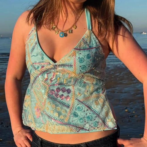 Damen Glamouröses Top mit eleganten Pailletten-Details Drune