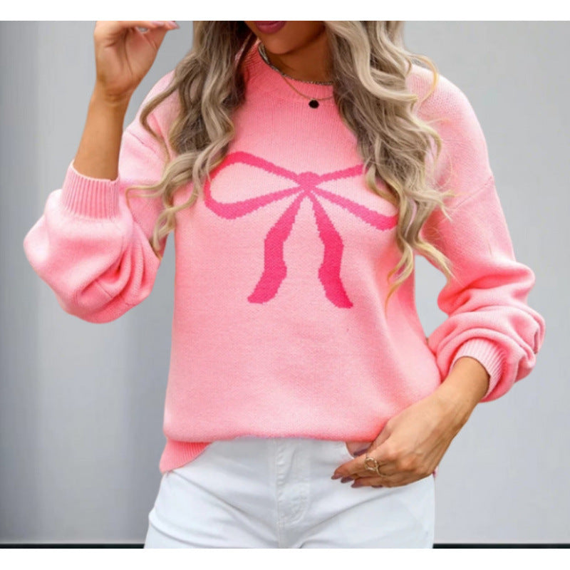 Damen Oversized Pullover mit verspieltem Schleifenmotiv Drune