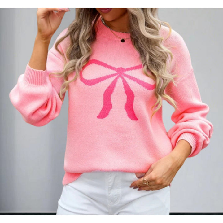 Damen Oversized Pullover mit verspieltem Schleifenmotiv Drune