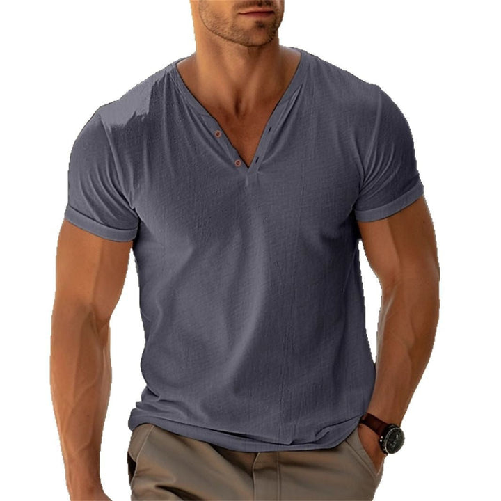 Herren lässiges Henley-T-Shirt mit Knopfleiste und atmungsaktivem Stoff Drune