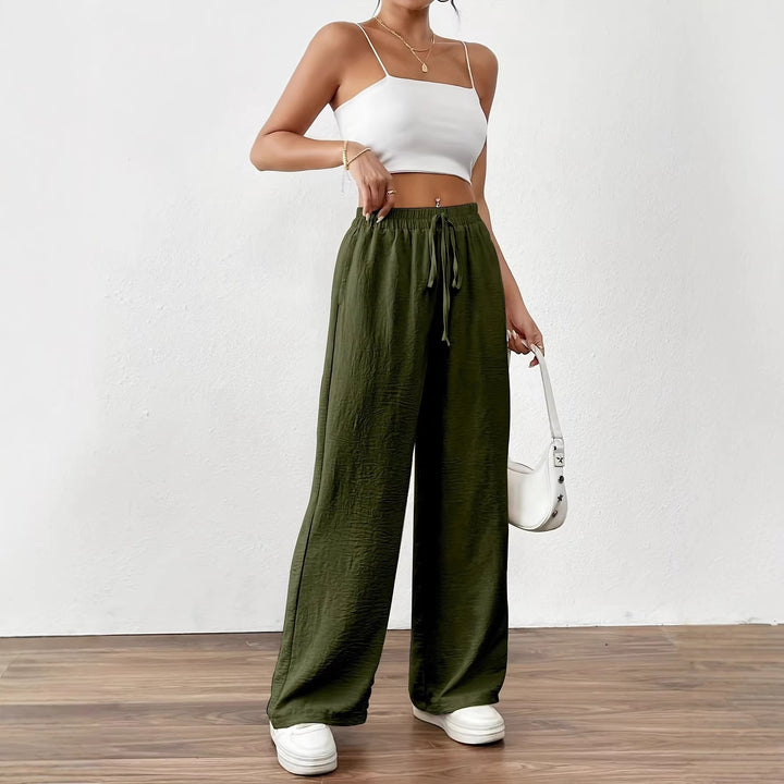 Damen Weite Chiffon-Hose mit elastischem Bund und Tunnelzug Drune
