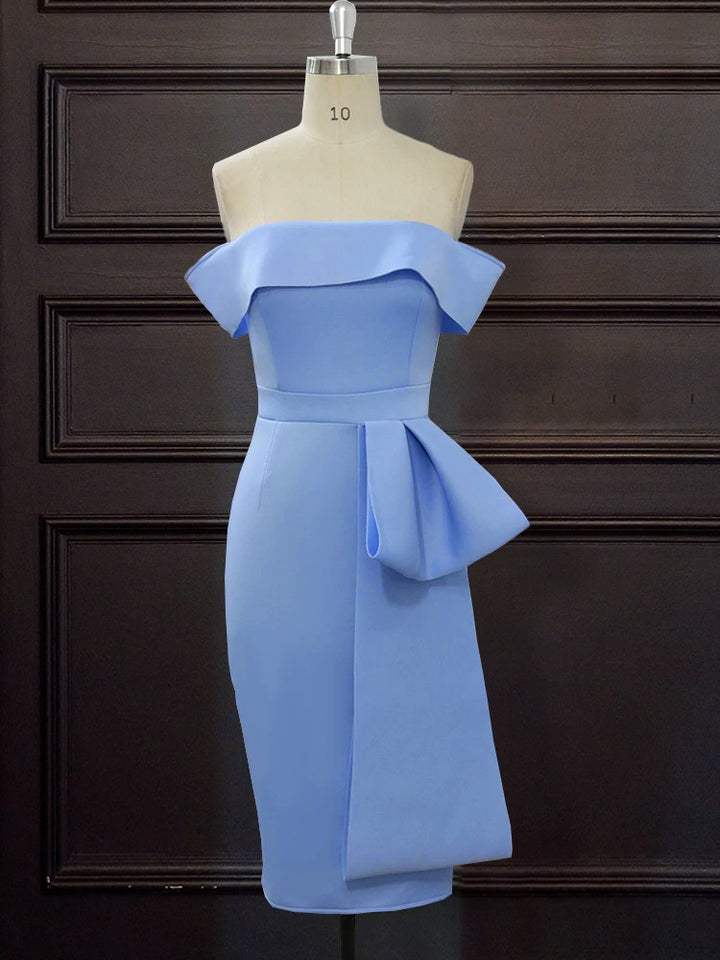 Damen Elegantes Off-Shoulder Kleid mit dekorativem Rüschensaum und asymmetrischem Detail Drune
