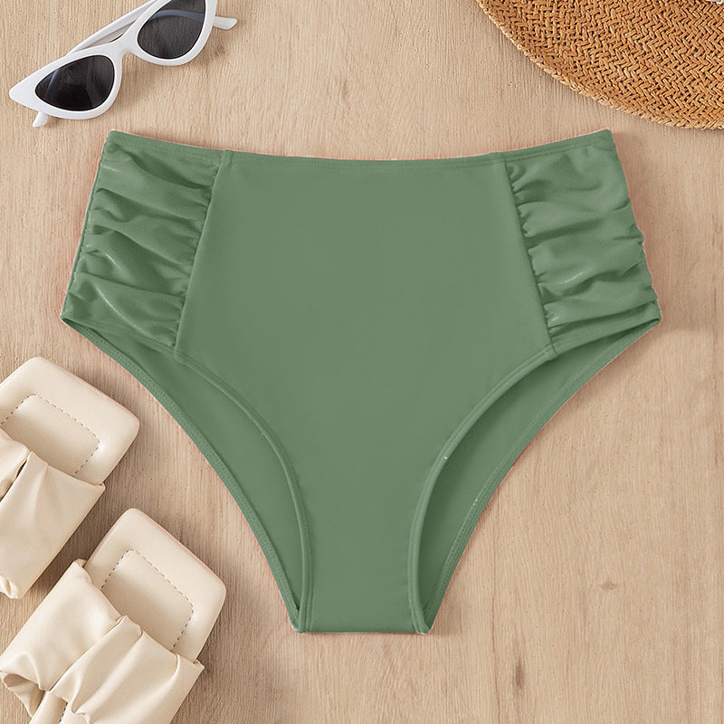 Damen Hoch geschnittene Badehose mit dekorativem Rüschendesign Drune