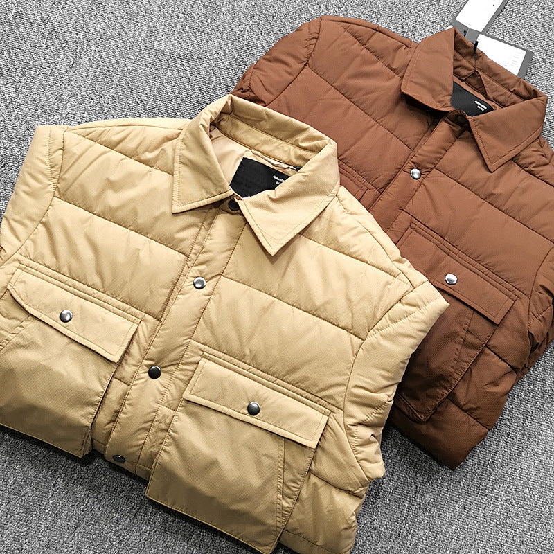 Herren gesteppte Overshirt-Jacke mit praktischen Klappentaschen und robustem Kragen Drune