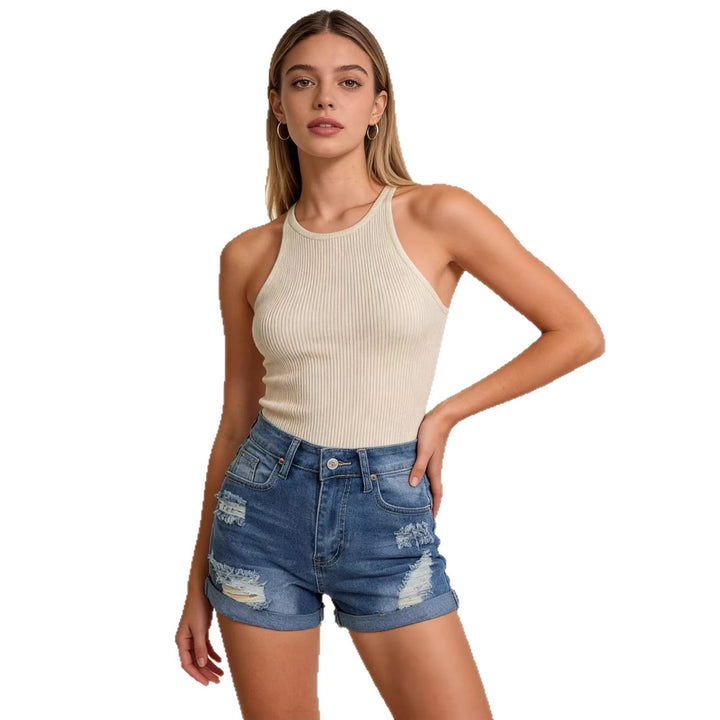 Damen Crop-Hemd im klassischen Karomuster mit Puffärmeln Drune