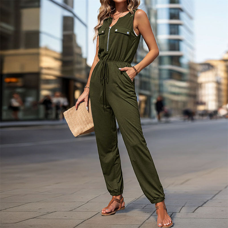 Damen Jumpsuit mit praktischen Taschen und verstellbarem Taillenzug Drune