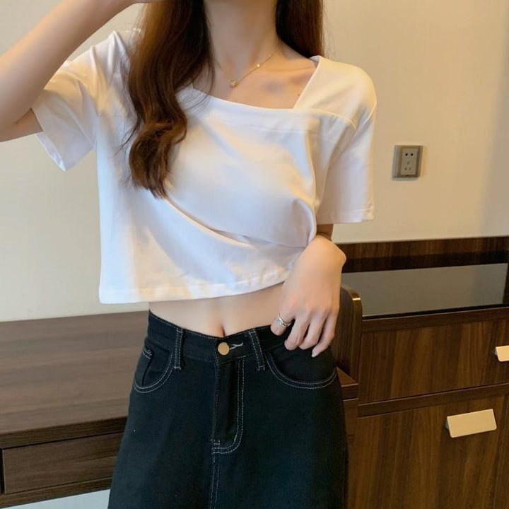 Damen Cropped T-Shirt mit modernen Details Drune