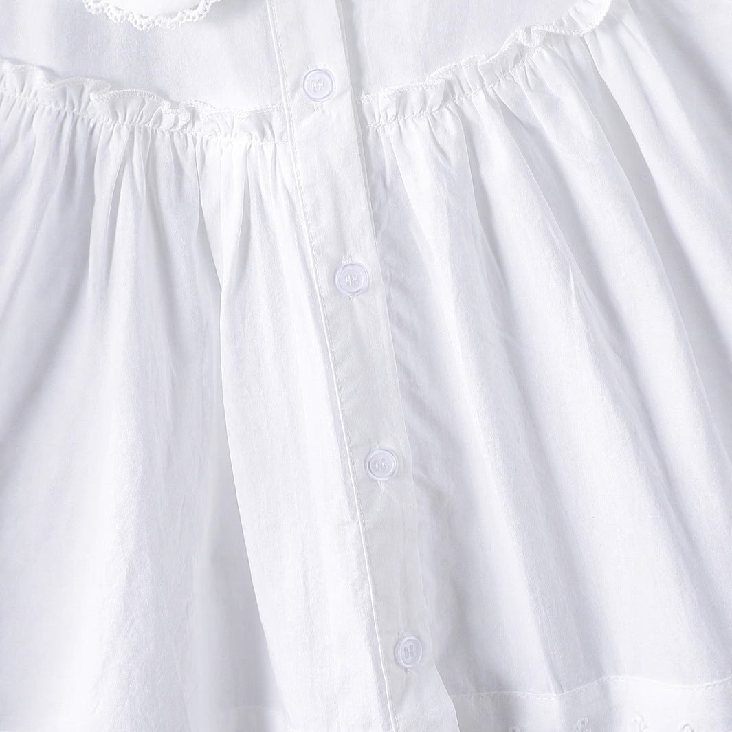 Mädchen Bluse mit eleganten Rüschenärmeln und klassischem Kragen Drune