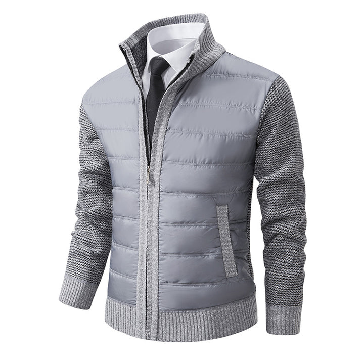 Herren nan gesteppte Hybrid-Strickjacke mit Stehkragen Reißverschluss und Eingrifftaschen Drune