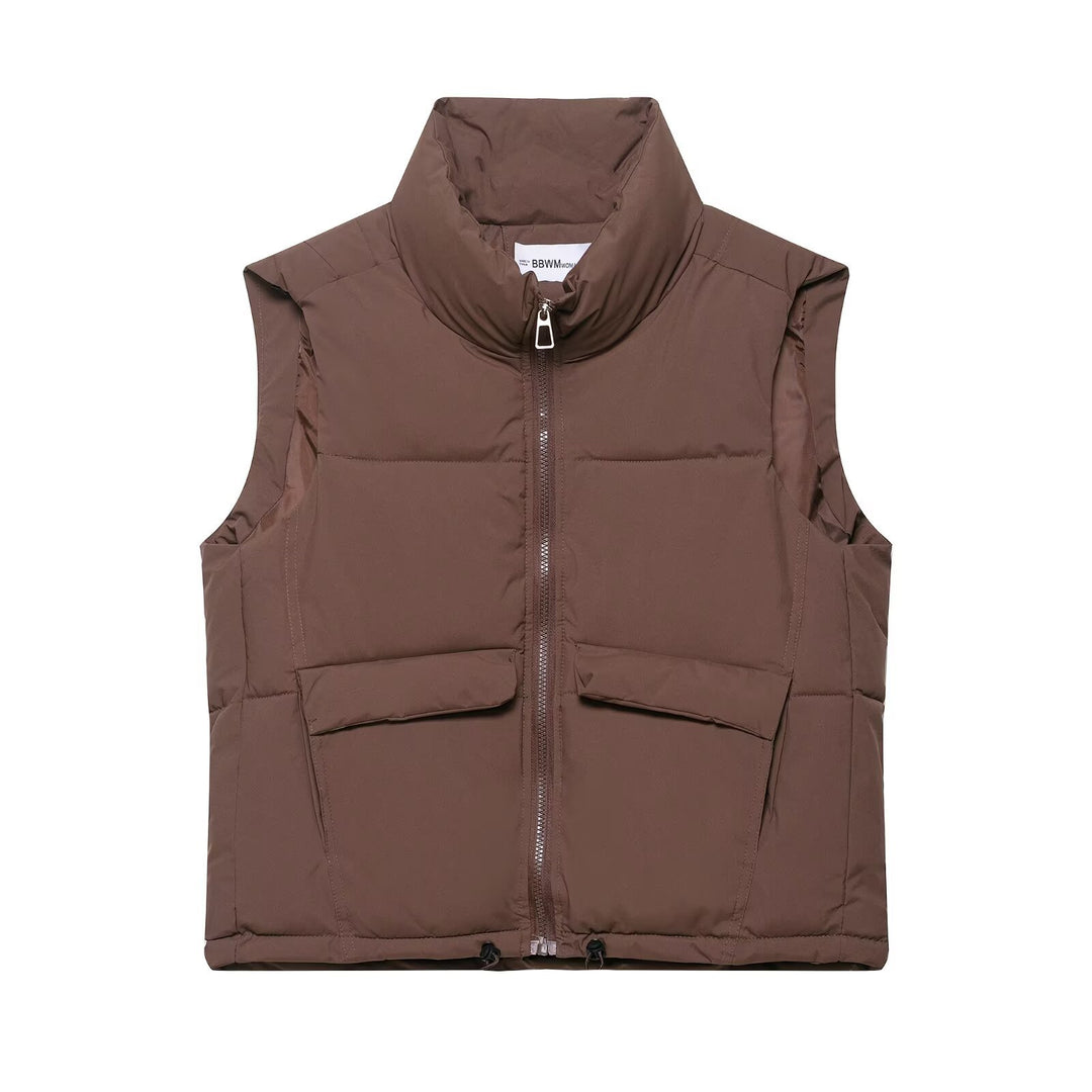 Damen Steppweste mit hohen Kragen und praktischen Taschen Drune