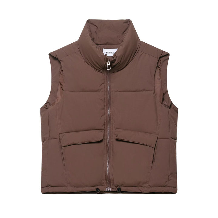 Damen Steppweste mit hohen Kragen und praktischen Taschen Drune