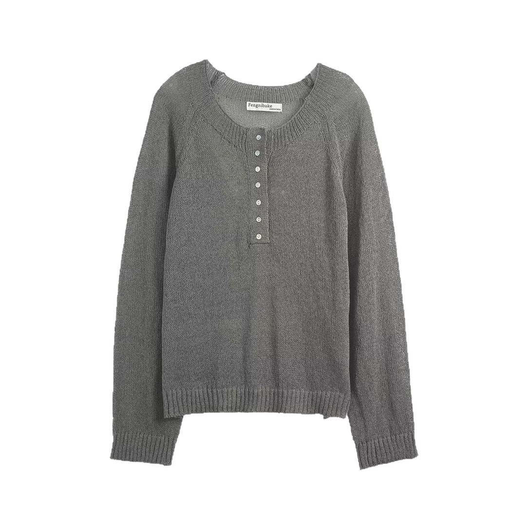 Damen lässiger Pullover mit Knopfdetails Drune
