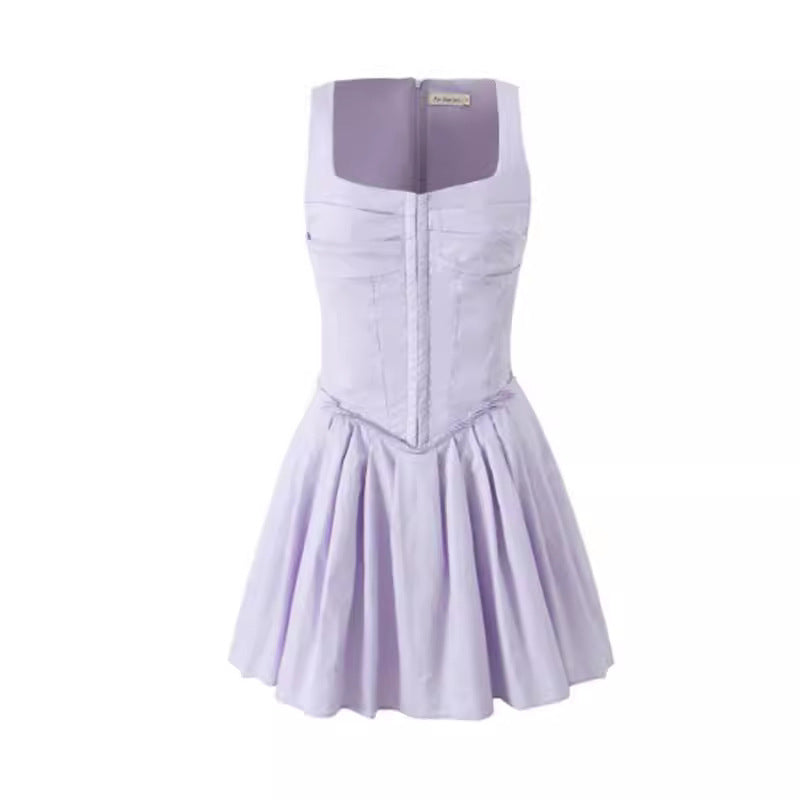 Damen modisches Sommerkleid mit taillierter Silhouette und durchgehenden Knöpfen Drune