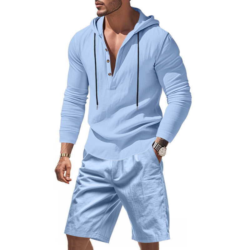 Herren lässiges Set mit Kapuze und Shorts Drune