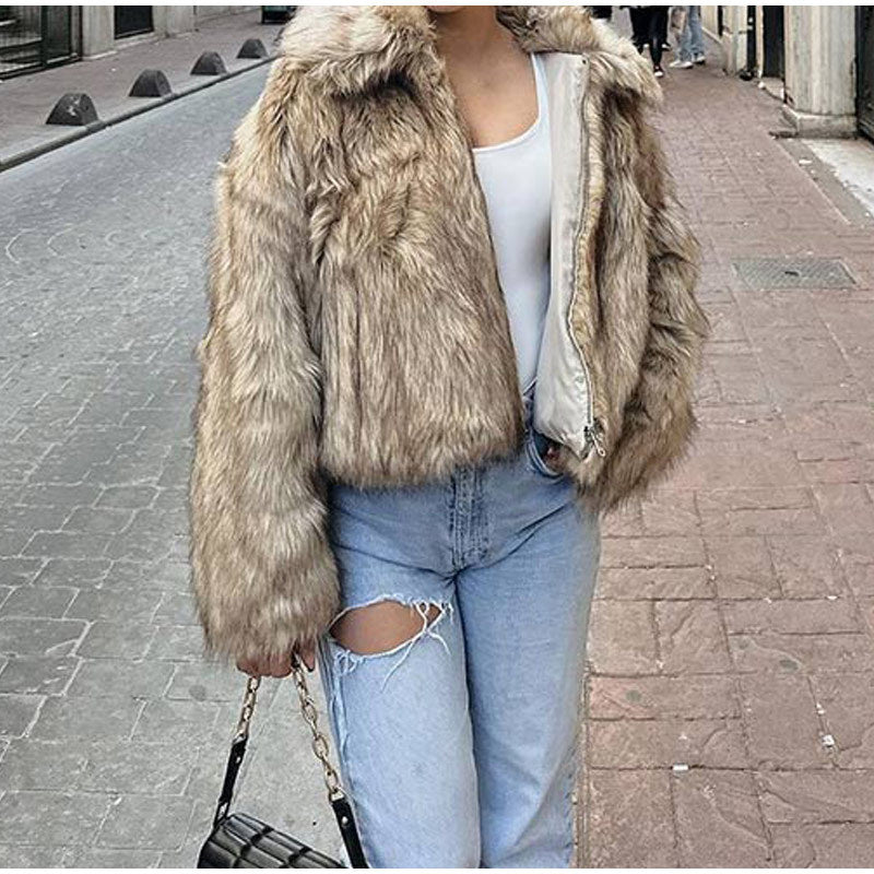 Damen kuschelige Teddy-Jacke mit modischem Schnitt Drune