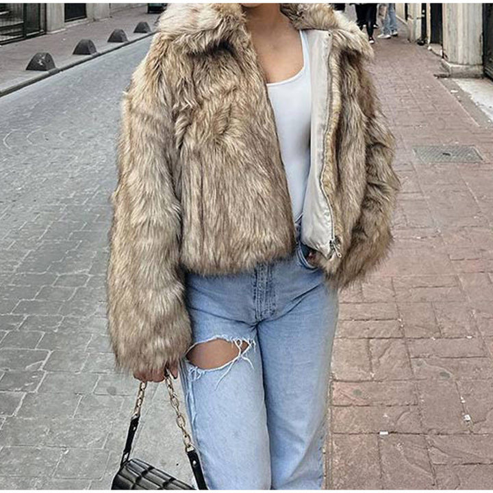 Damen kuschelige Teddy-Jacke mit modischem Schnitt Drune