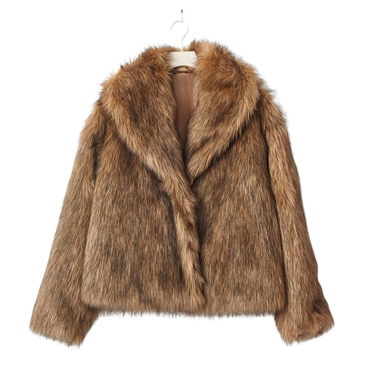 Damen Kunstfelljacke mit elegantem Schnitt und voluminösem Kragen Drune