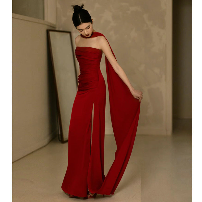Drune | Damen Strapless Maxi Abendkleid Figurbetont & Elegant