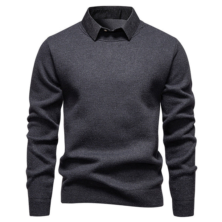 Drune | Herren Strickpullover mit Kontrastkragen