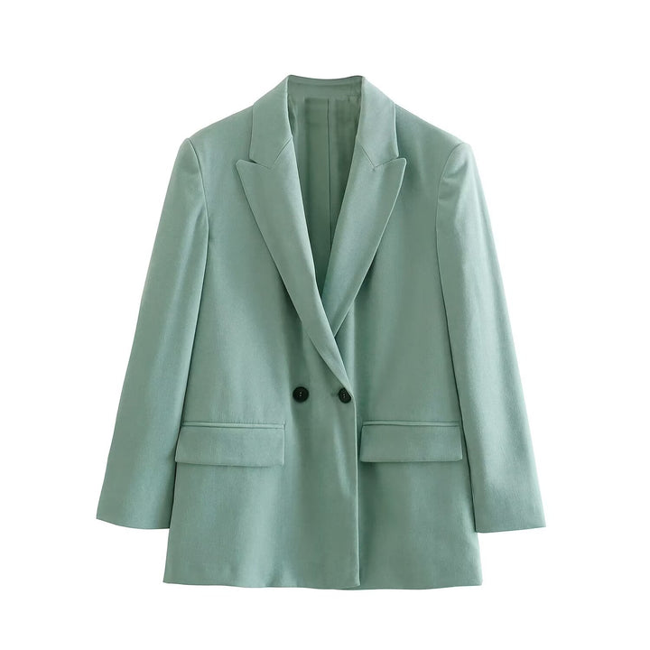 Damen nan taillierter Doppelreihiger Blazer mit schmalem Revers, aufgesetzten Pattentaschen und klarer Silhouette Drune