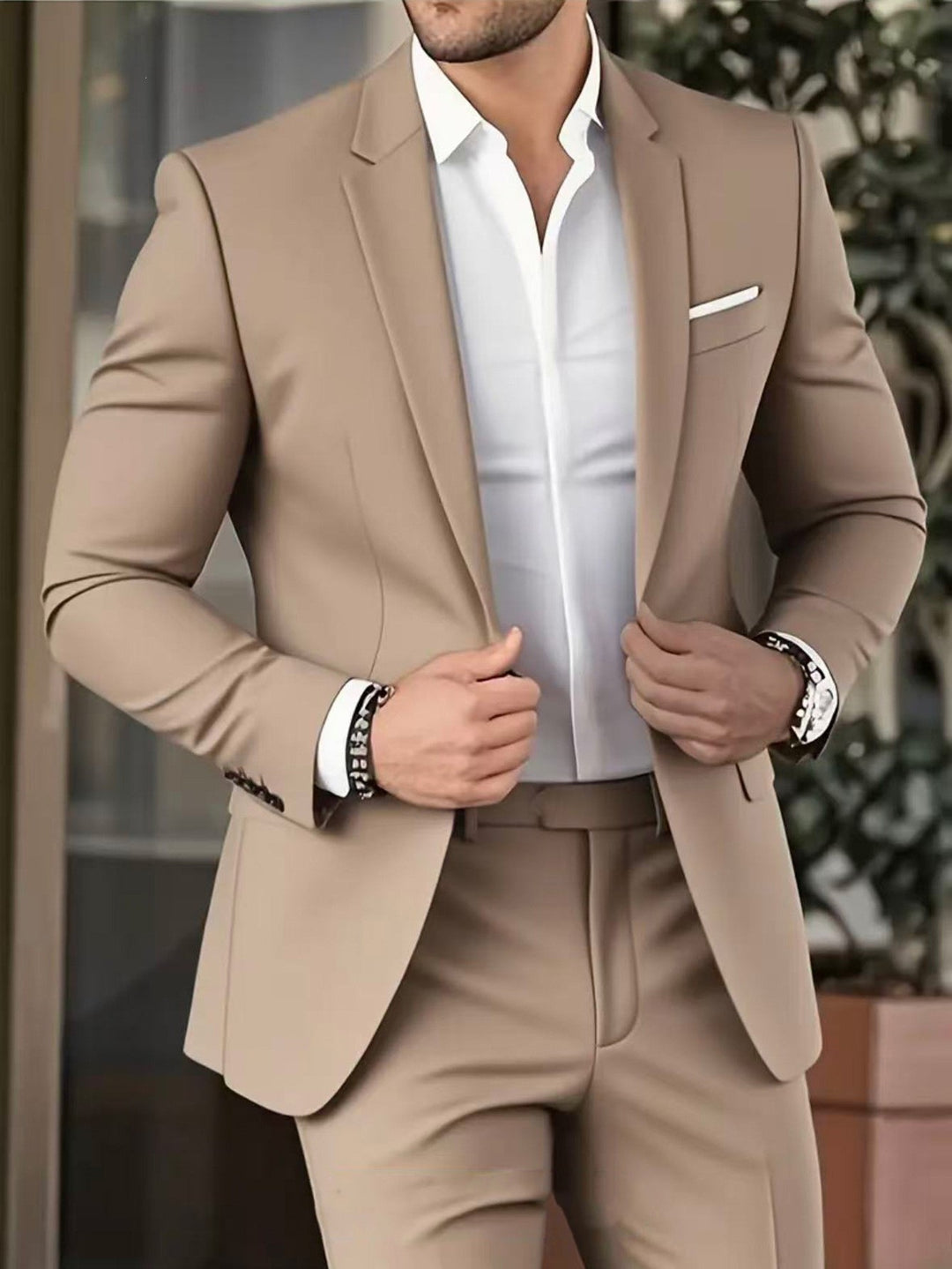 Herren nan schlanker Modern-Fit Anzug mit schmalem Revers und körpernaher Silhouette Drune
