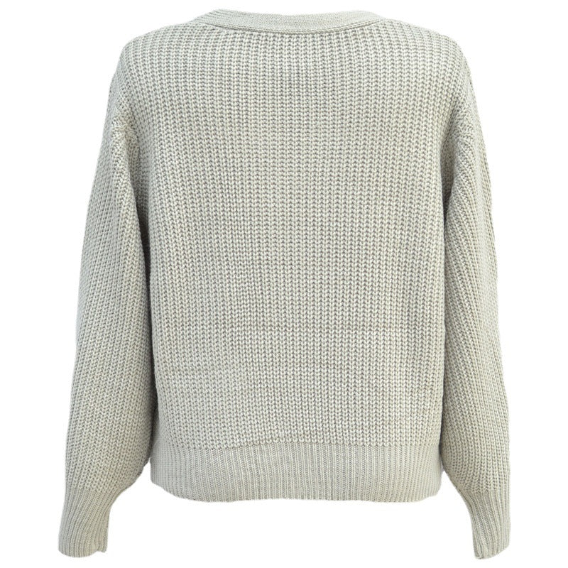Damen Modischer Grobstrick-Cardigan mit Knopfdetails und weitem Schnitt Drune