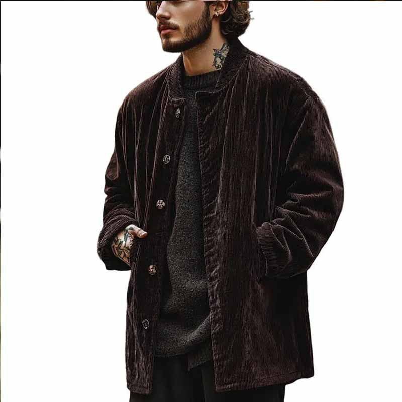 Herren Samtjacke mit Knopfverschluss und praktischen Taschen Drune