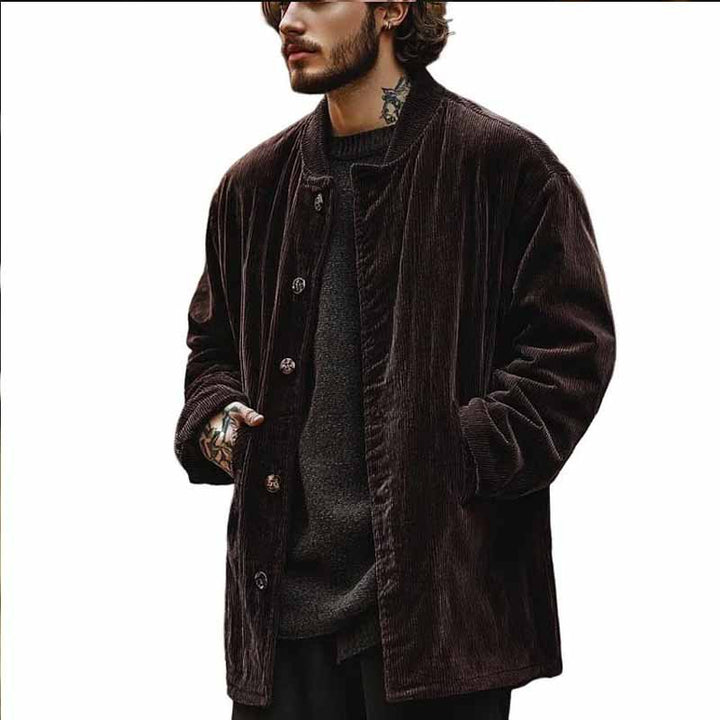 Herren Samtjacke mit Knopfverschluss und praktischen Taschen Drune