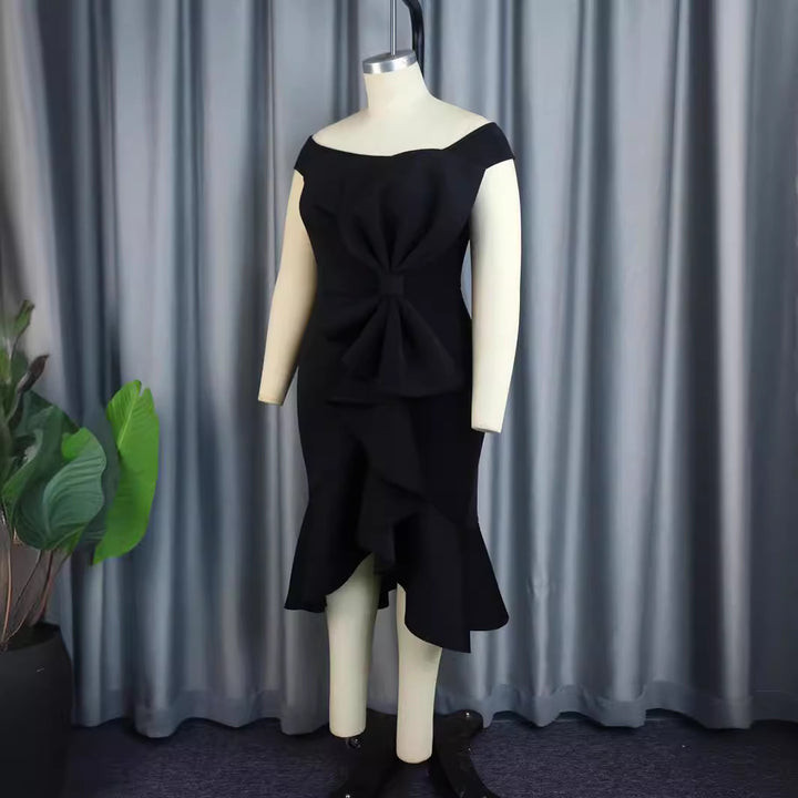 Damen Elegantes Abendkleid mit asymmetrischem Rüschendesign Drune