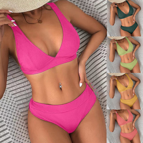Damen Triangel-Bikini-Set mit hohem Bund und vorteilhaftem Wickeldesign Drune