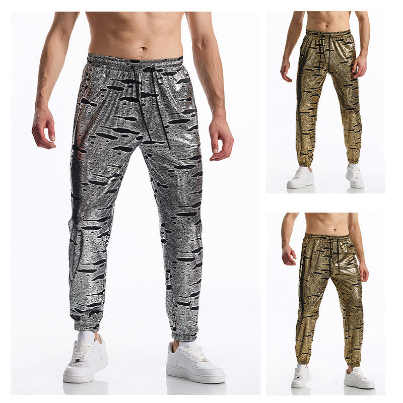 Herren elegante Jogginghose mit glänzendem Metallic-Muster Drune