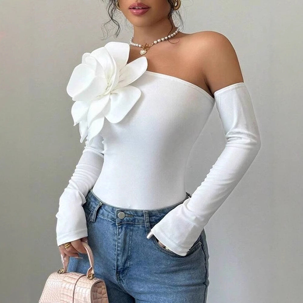 Damen Body mit eleganter Bloom-Applikation und langem Arm Drune