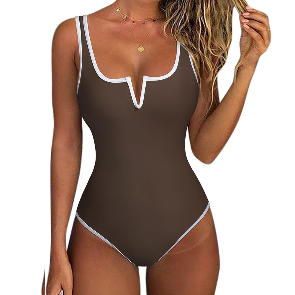Damen Sportlicher Einteiler mit tiefem V-Ausschnitt Drune