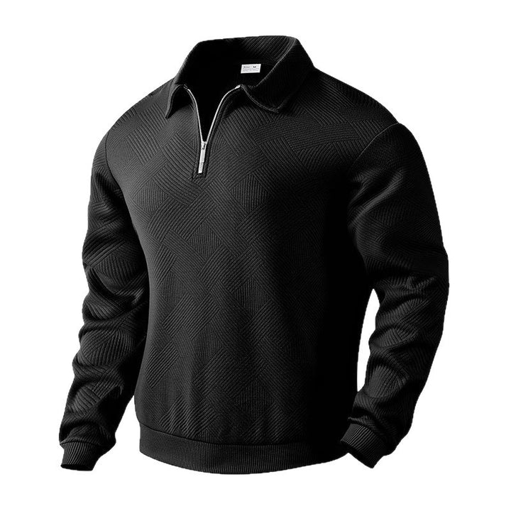 Herren Sweatpullover mit halblangem Reißverschluss und strukturiertem Gewebe Drune