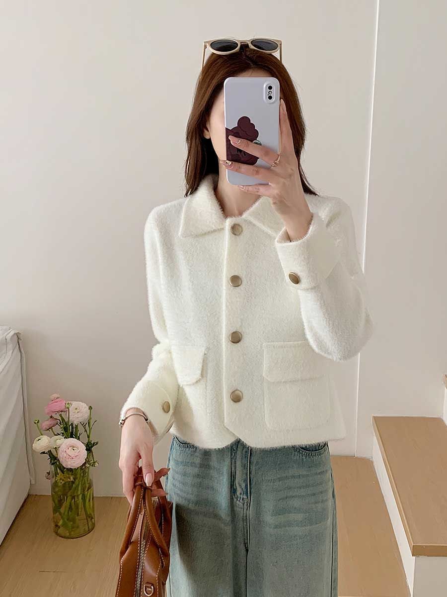 Damen elegante und kuschelige Kurzjacke Drune