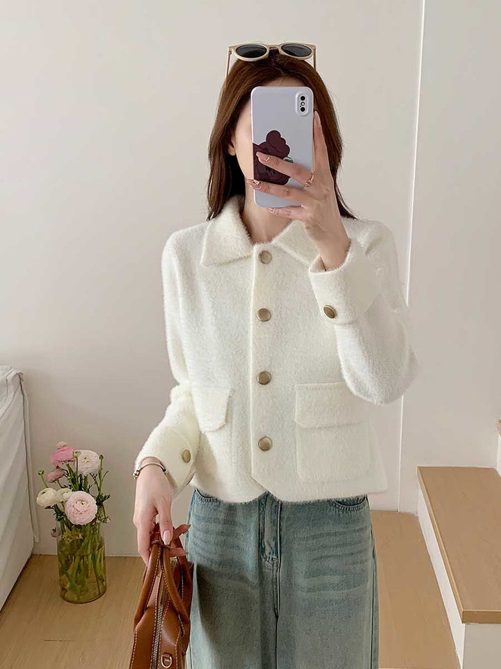 Damen elegante und kuschelige Kurzjacke Drune