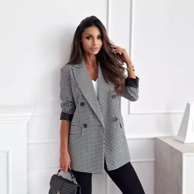 Damen Eleganter Oversized Blazer mit doppelter Knopfreihe und strukturierten Ärmeln Drune